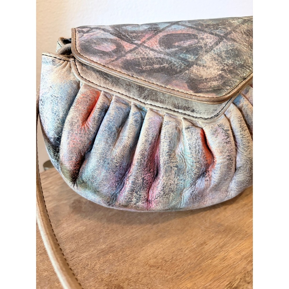 Jane Yoo Vintage Hand Painted Leather Bag Bundle 2pc Abstract Wearable Art 90s - Picture 6 of 16